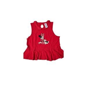 Disney Minnie Mouse sleeveless peplum ruffle bottom Women's Top in Red Size XL